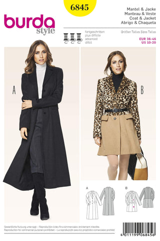 Burda - 6845 Ladies Coat/Jacket