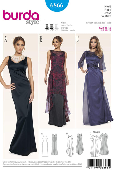 Burda - 6866 Ladies Dress Evening