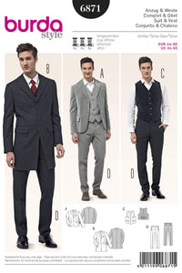 Burda - 6871 Mens Suit / Vest