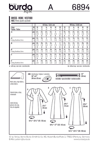 Burda - 6894 Ladies Pattern Dress