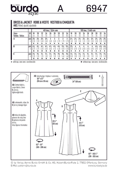 Burda - 6947 Ladies Dress/Jacket