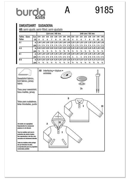 Burda - 9185 Children's Sweatshirt