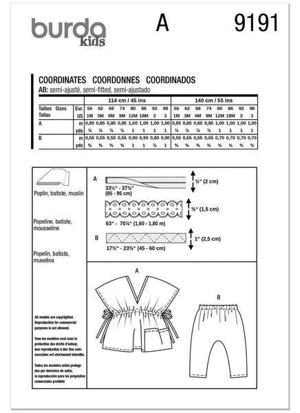 Burda - 9191 Babies Tunic & Pants