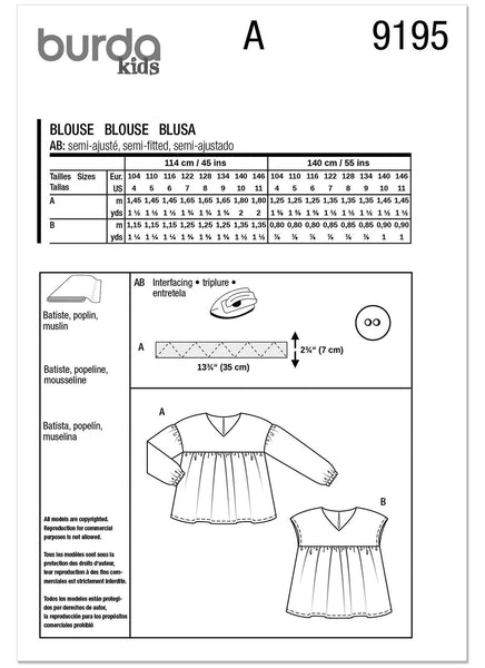 Burda - 9195 Children's Blouse