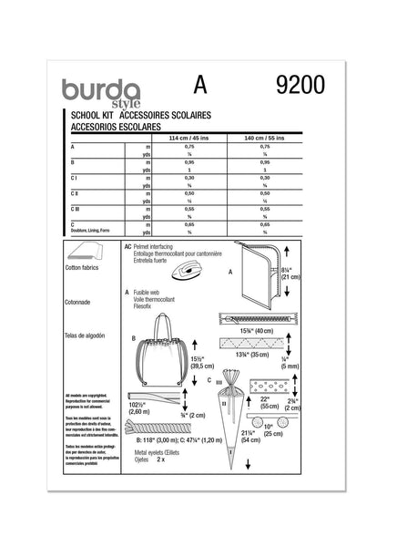 Burda - 9200 School Accessories