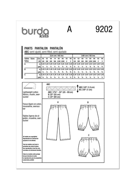 Burda - 9202 Babies Trousers