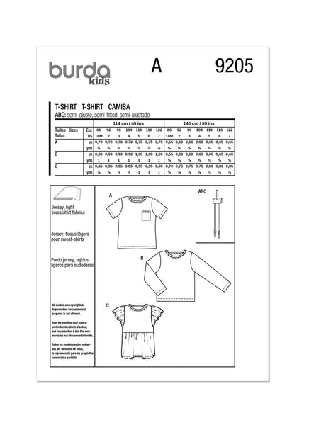 Burda - 9205 Toddlers' T-Shirt