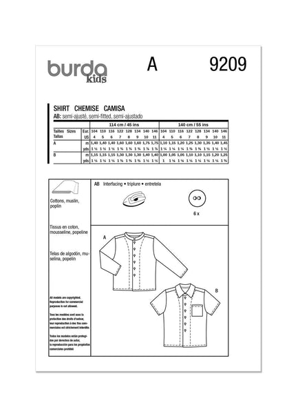 Burda - 9209 Children's Shirt