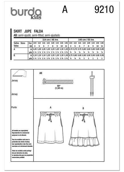 Burda - 9210 Children's Skirts