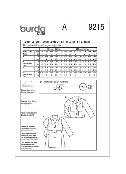 Burda - 9215 Children's Coats