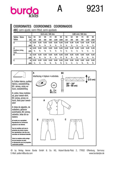 Burda - 9231 Babies' Coordinates