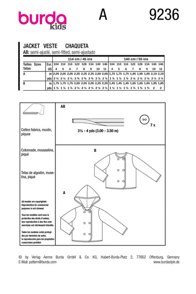 Burda - 9236 Children's Jacket