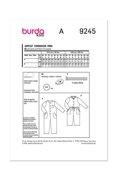Burda - 9245 Child Jumpsuit