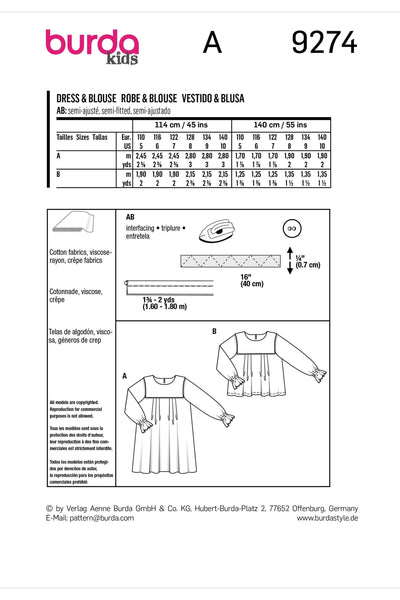 Burda - 9274 Dress, Blouse with Yoke - Loose Drape