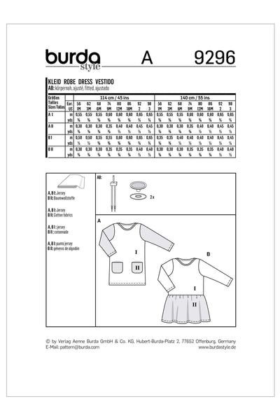Burda - 9296 Child Shirtdress with Pockets – Gathered Skirt