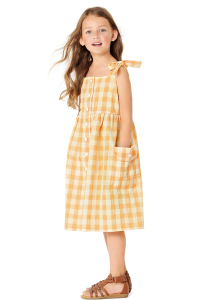 Burda - 9304 Pinafore Dress with Front Button Fastening and Gathered Skirt