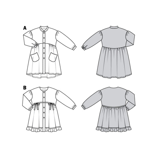 Burda - 9309 Dress with Button Fastening - Gathered Skirt