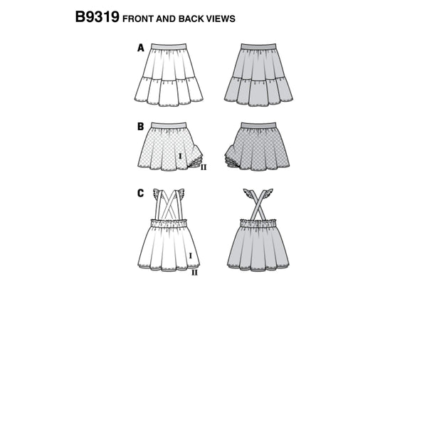 Burda - 9319 Skirt with Elastic Waistband - Pinafore Skirt