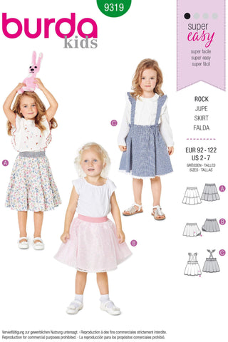 Burda - 9319 Skirt with Elastic Waistband - Pinafore Skirt