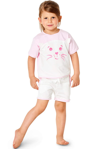 Burda - 9326 Child Pyjamas - Top - Elastic Waist Bottoms - Shorts