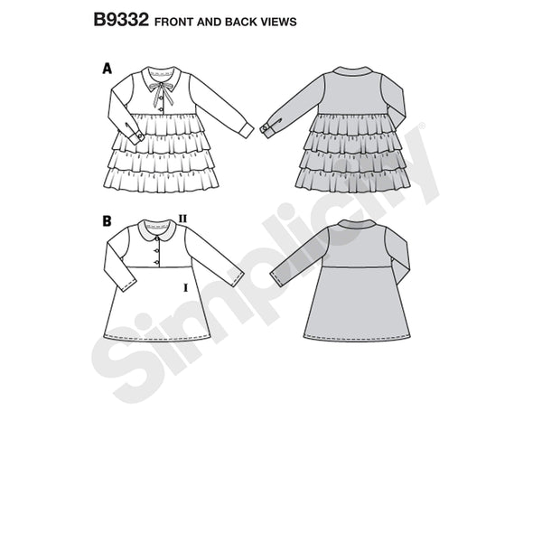 Burda - 9332 Empire Waist Dress with Frilled Skirt or Flared Skirt
