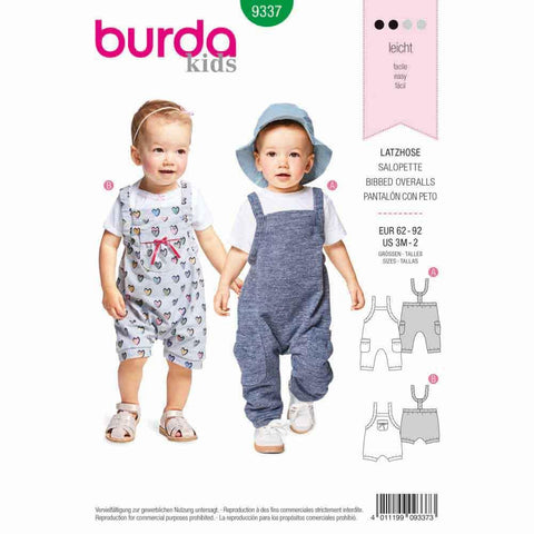 Burda - 9337 Bibbed Trousers/Pants with Elastic Casing - Stretch Straps - Leg Bands