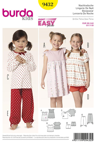 Burda - 9432 Child Pyjamas Girl