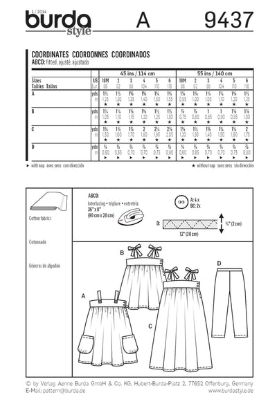 Burda - 9437 Child Coordinates