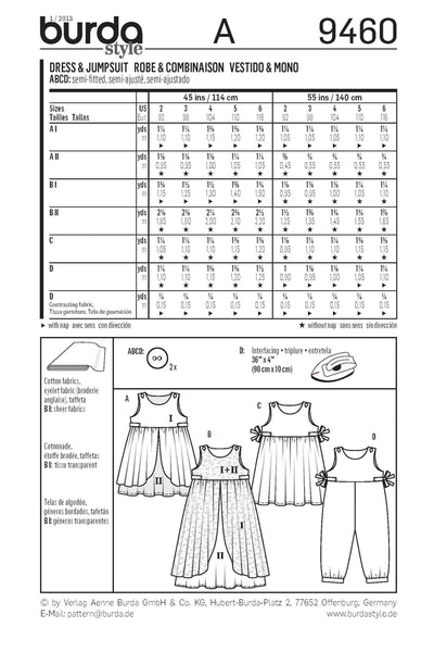Burda - 9460 Child Dress / Jumpsuit