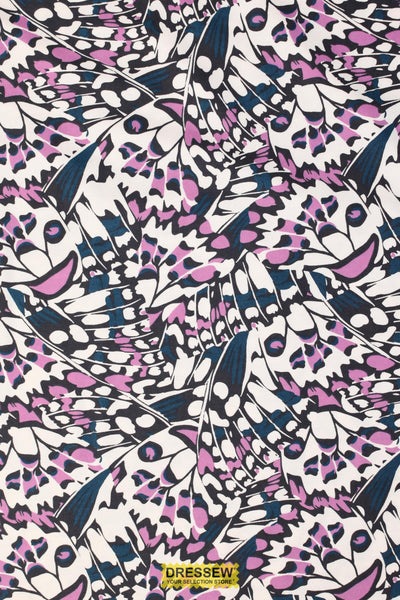 Butterfly Wings Flannelette White / Multi