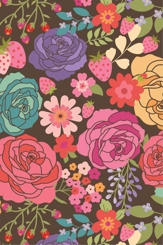 Calico Cowgirls Texas Rose By Lori Woods For Poppie Cotton Brown / Multi