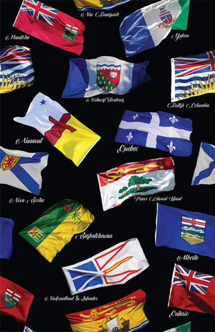 Canadian Road Trip Provincial Flags By Hoffman Exclusive For Trendtex Fabrics Digital Black / Multi