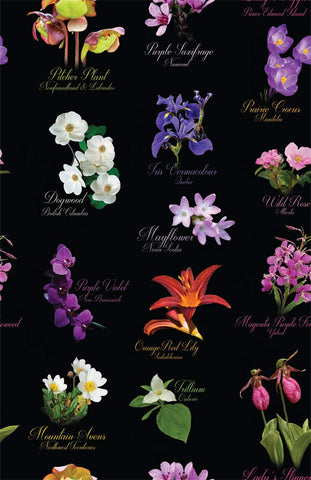 Canadian Road Trip Provincial Flowers By Hoffman Exclusive For Trendtex Fabrics Digital Black / Multi