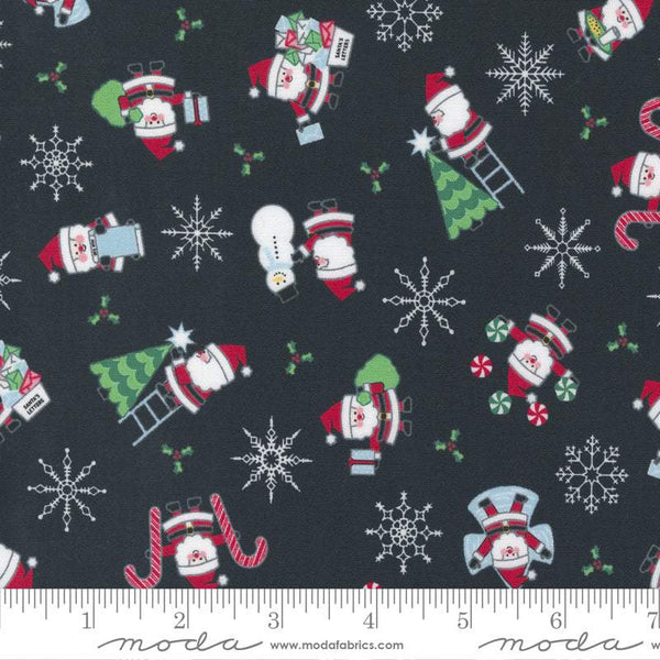 Candy Cane Lane Santa By April Rosenthal For Moda Charcoal