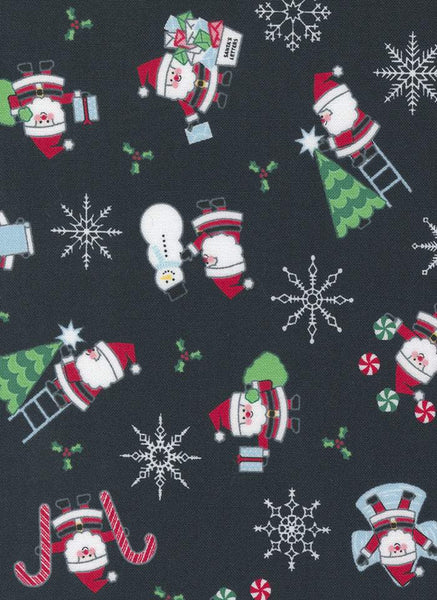 Candy Cane Lane Santa By April Rosenthal For Moda Charcoal