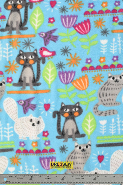 Cat Polar Fleece Aqua / Multi