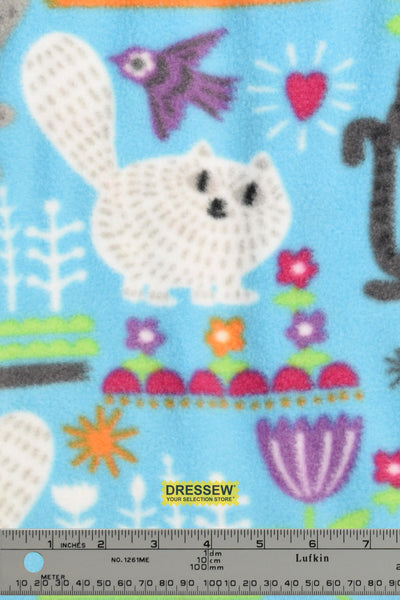 Cat Polar Fleece Aqua / Multi