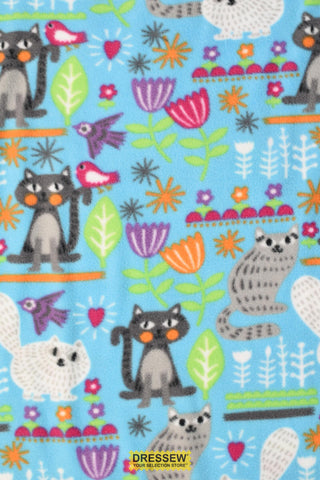Cat Polar Fleece Aqua / Multi