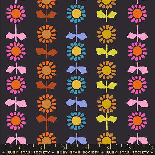 Catnap Canvas Daisy Stripe By Alexia Abegg Of Ruby Star Society For Moda Black