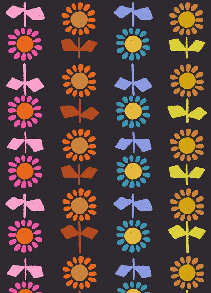 Catnap Canvas Daisy Stripe By Alexia Abegg Of Ruby Star Society For Moda Black