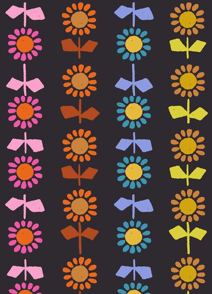 Catnap Canvas Daisy Stripe By Alexia Abegg Of Ruby Star Society For Moda Black