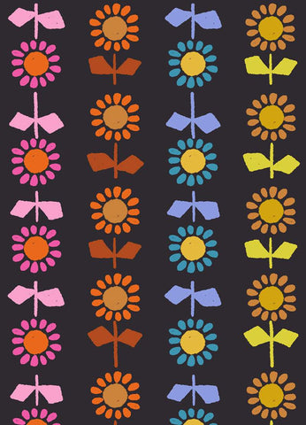 Catnap Canvas Daisy Stripe By Alexia Abegg Of Ruby Star Society For Moda Black