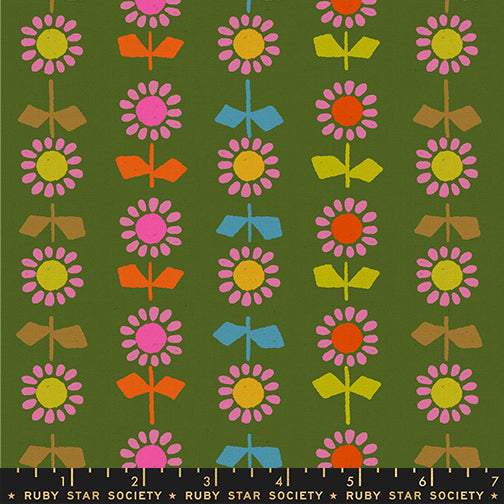 Catnap Canvas Daisy Stripe By Alexia Abegg Of Ruby Star Society For Moda Sarah Green