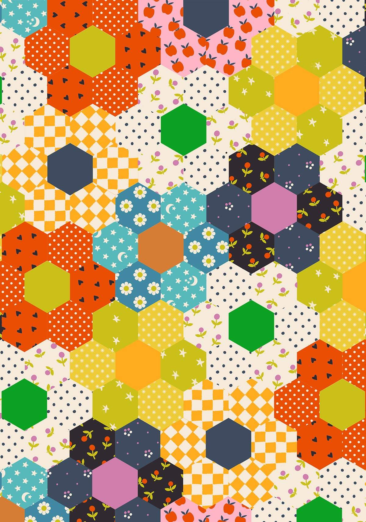 Catnap Floral Hexie By Alexia Abegg Of Ruby Star Society For Moda Warm Red