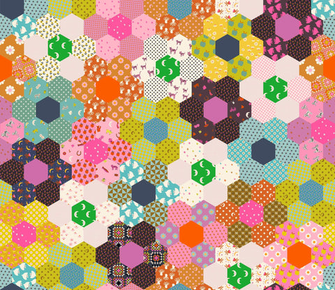 Catnap Wideback Sateen Hexagon By Alexia Abegg Of Ruby Star Society For Moda Posy