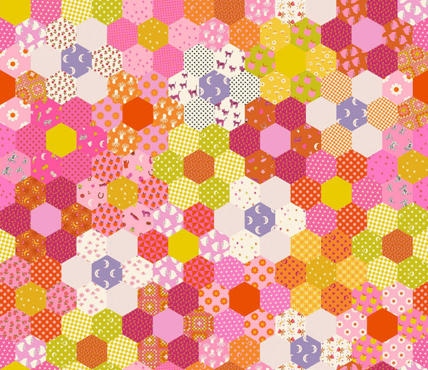 Catnap Wideback Sateen Hexagon By Alexia Abegg Of Ruby Star Society For Moda Thistle