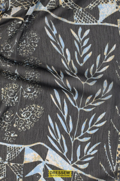 Chagal Print Chiffon - Denim / Taupe
