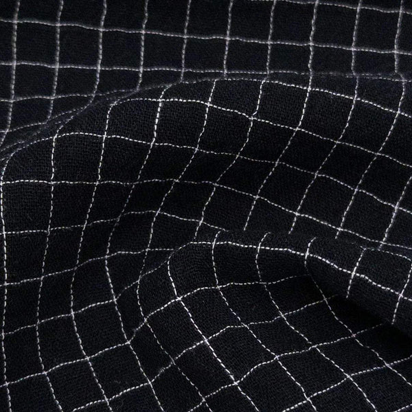 Check Organic Double Gauze Black / Natural