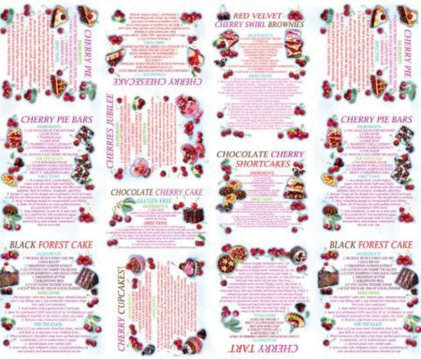 Cherry Hill Cherry Recipes Panel By Benartex White