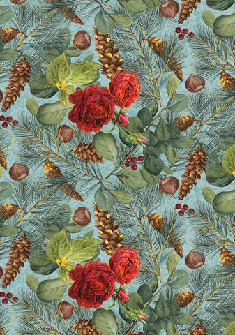 Christmas Magic Digital Botanical Magic By Kelly Rae Roberts For Benartex Digital Turq / Multi
